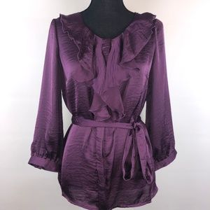 Cynthia Rowley | Purple Ruffle Blouse | M